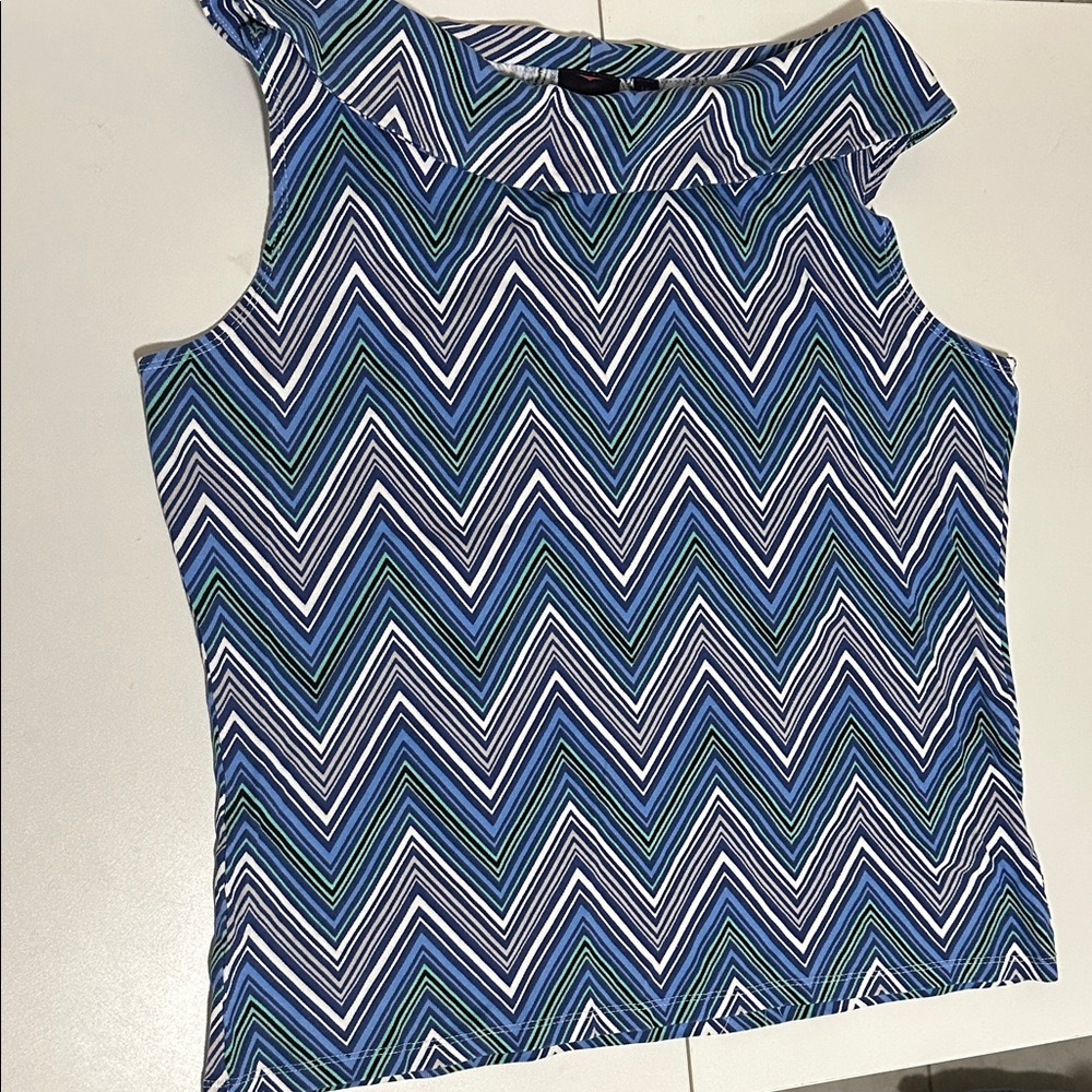 Rafaella Chevron Tank Top - Blue and Green